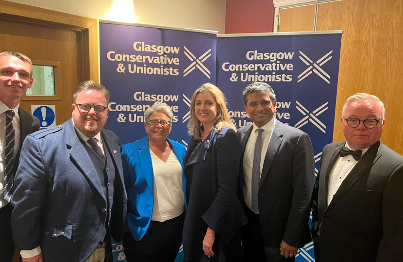 Rt Hon Penny Mordaunt MP alongside Glasgow's elected Conservative and Unionist representatives and the association vice-chair for fundraising